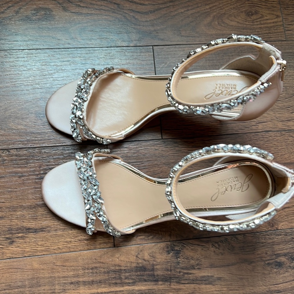 Caroline Champagne Embellished Ankle Strap Evening Sandals